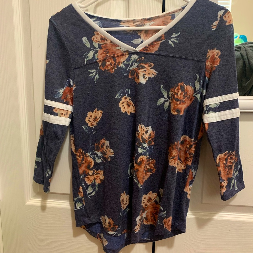Floral 3/4 Sleeve T-Shirt